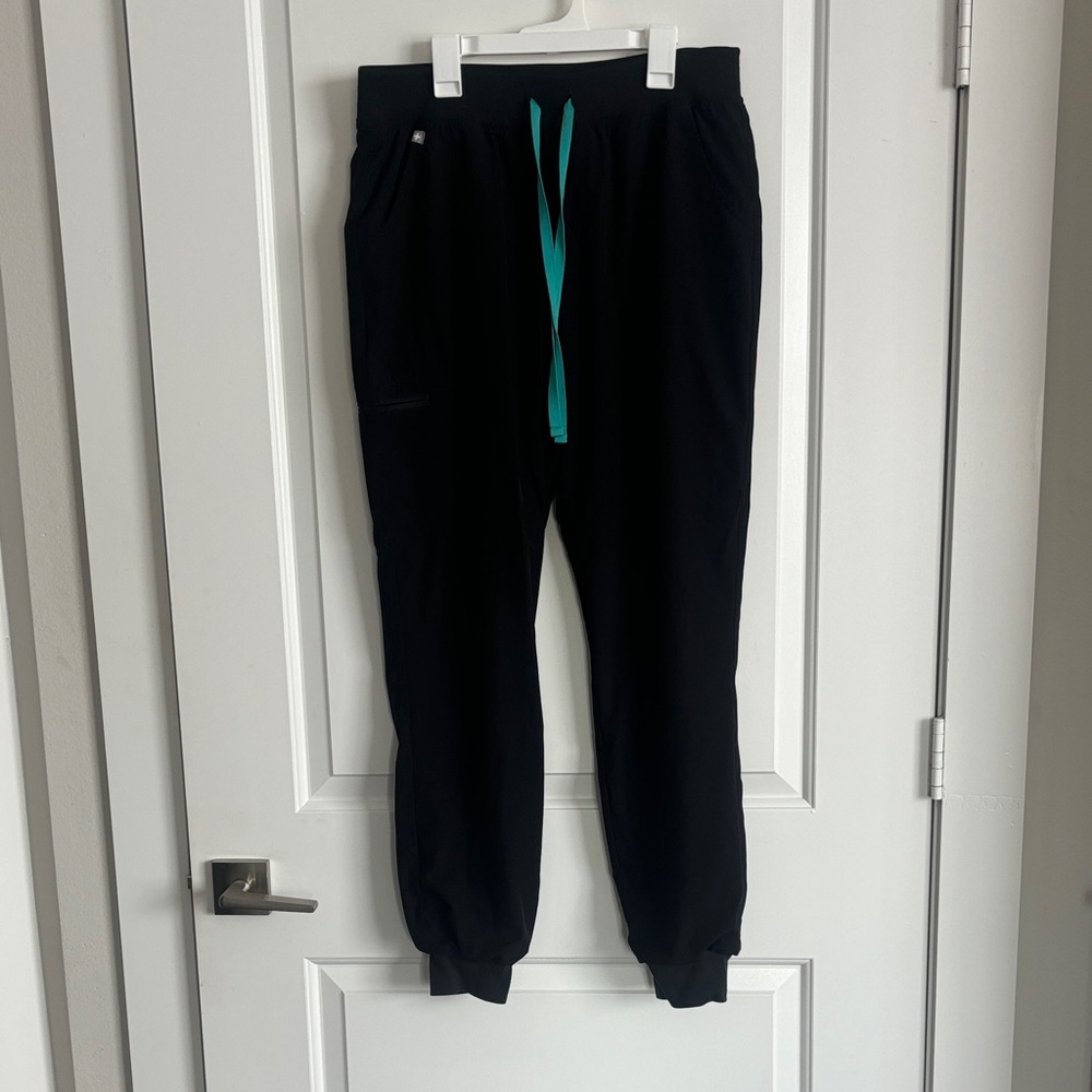 Black Joggers with Teal Drawstring